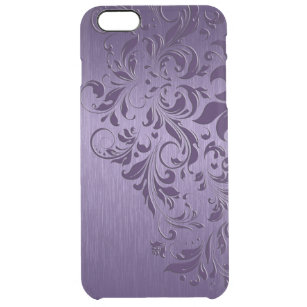 紫色の渦巻き模様を持つメタリックパープル クリア iPhone 6 PLUSケース