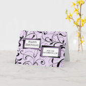 紫色の渦巻き母インロー誕生日 カード (黄色い花)