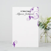 紫色の渦巻のパーソナライズな静止した 便箋 (スタンド正面)