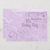 紫色の渦巻の第18誕生日のパーティの招待状カード 招待状 (正面/裏面)