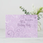 紫色の渦巻の第30誕生日のパーティの招待状カード 招待状 (スタンド正面)