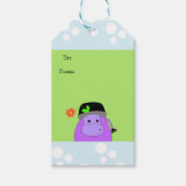 紫色の漫画のヒッポ ギフトタグ (正面)