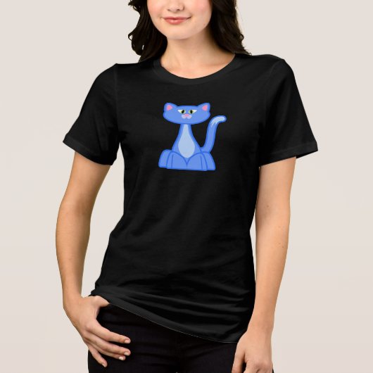 紫色の漫画キャットティー(猫好き用) トライブレンドＴシャツ (正面)