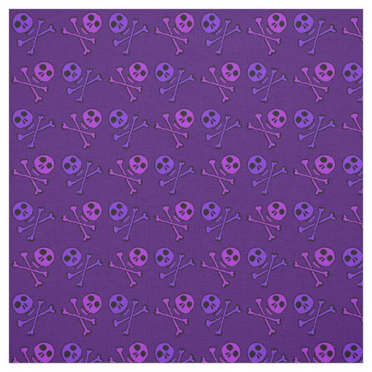 紫色の漫画スカルパターン ファブリック (見本)