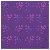 紫色の漫画スカルパターン ファブリック (クローズアップ)