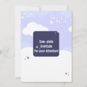 紫色の濃い青の牛の白い雲の赤ちゃんシャワー 招待状 (裏面)