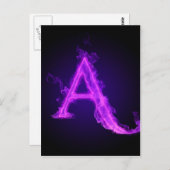 紫色の火炎アルファベット ポストカード (正面/裏面)