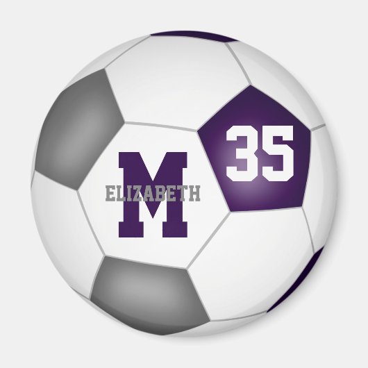 紫色の灰色のカスタムサッカーチームの色 マグネット (正面)