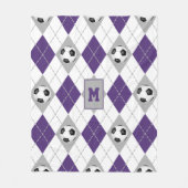 紫色の灰色のサッカーチームの色のアーガイルパターン フリースブランケット (正面)