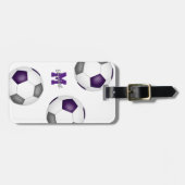 紫色の灰色のサッカーバッグIDチームカラー ラゲッジタグ (正面横)