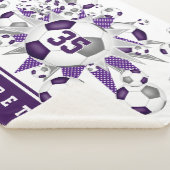 紫色の灰色のサッカーボールが女の子のスポーツルームをスター シェルパブランケット (3/4)