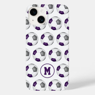 紫色の灰色のサッカーボールのモノグラムの模様 Case-Mate iPhone 14ケース