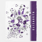 紫色の灰色のサッカーボール星アスリートスポーツルーム フリースブランケット (正面)