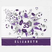 紫色の灰色のサッカーボール星アスリートスポーツルーム フリースブランケット (正面(横))