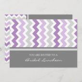 紫色の灰色のシェブロンの花嫁の昼食の招待状 招待状 (正面/裏面)