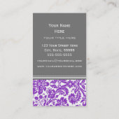 紫色の灰色のダマスク織の花の名刺 名刺 (裏面)