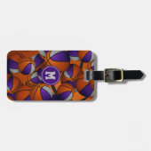 紫色の灰色のバスケットのパターンのチームカラー ラゲッジタグ (正面横)