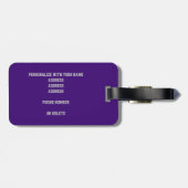 紫色の灰色のバスケットのパターンのチームカラー ラゲッジタグ (裏面横)