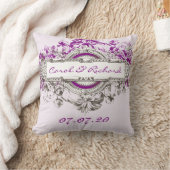紫色の灰色のヴィンテージの花の結婚式の恋人 クッション (ブランケット)