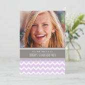 紫色の灰色の写真の第16バースデーパーティ招待状 招待状 (スタンド正面)