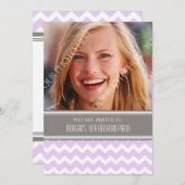 紫色の灰色の写真の第16バースデーパーティ招待状 招待状 (正面/裏面)