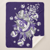 紫色の灰色の女の子スポーツスターバレーボールブロウ シェルパブランケット (正面)