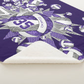 紫色の灰色の女の子スポーツスターバレーボールブロウ シェルパブランケット (3/4)