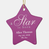 紫色の灰色の星は生まれベビー名の発表 セラミックオーナメント (左)