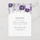 紫色の灰色の水色の花の結婚披露宴 エンクロージャーカード (正面)