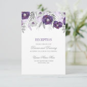 紫色の灰色の水色の花の結婚披露宴 エンクロージャーカード (スタンド正面)