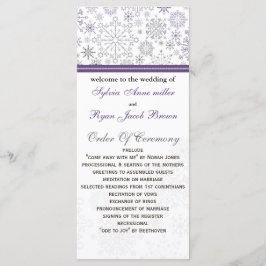 紫色の灰色の雪モダン片の冬の結婚式 プログラム