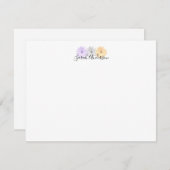 紫色の灰色の黄色いデイジーの花パーソナライズされた ノートカード (正面/裏面)