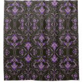 紫色の灰色スクロール黒の華美なシャワー・カーテン シャワーカーテン (正面)