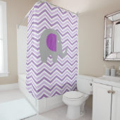 紫色の灰色象、ラベンダー、白いシェブロン シャワーカーテン (インサイチュ)