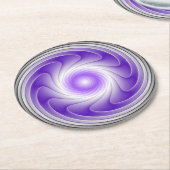 紫色の灰色3D旋回抽象芸術モダンフラクタルアート ラウンドペーパーコースター (アングル)