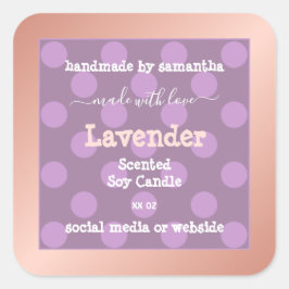 紫色の点々のある製品パッケージラベルバラ金ゴールド スクエアシール