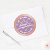 紫色の点々のある製品パッケージラベルバラ金ゴールド ラウンドシール (封筒)