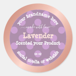 紫色の点々のある製品パッケージラベルバラ金ゴールド ラウンドシール
