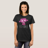紫色の点が付いている技術の女の子の黒いTシャツ Tシャツ (正面フル)