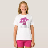 紫色の点(女の子)が付いている技術の女の子のTシャツ Tシャツ (正面フル)