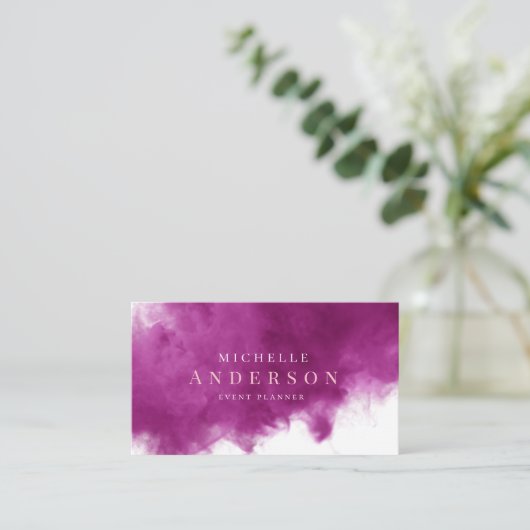 紫色の煙効果ダブルモノグラム名刺 名刺 (スタンド正面)