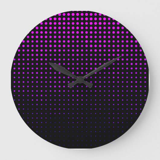 紫色の照明付きハーフトーング白熱［赤熱］光を放つリッドパッテ ラージ壁時計 (正面)