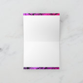 紫色の熱いピンクの熱帯ヤシの葉のスクリプトのモノグラム サンキューカード (内部)