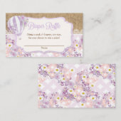 紫色の熱気球おむつラッフルカード エンクロージャーカード (正面/裏面)