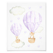 紫色の熱気球、動物、クマ、バニー フォトプリント (正面)