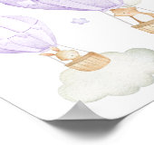 紫色の熱気球、動物、クマ、バニー ポスター (角)