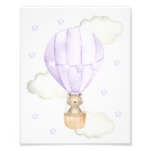 紫色の熱気球、動物、クマ、星 フォトプリント            (正面)