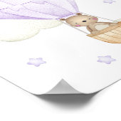 紫色の熱気球、動物、クマ、星 ポスター (角)