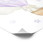 紫色の熱気球、動物、象、星 フォトプリント            (角)