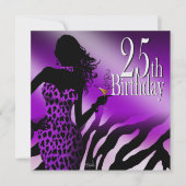 紫色の爆弾のヒョウのシマウマの金属氷の黒 招待状 (正面)